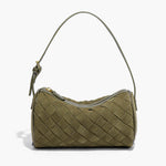 Woven Suede Shoulder Bag – Compact Everyday Handbag with Adjustable Strap - in Olive | Arvea Bags
