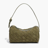 Woven Suede Shoulder Bag – Compact Everyday Handbag with Adjustable Strap - in Olive | Arvea Bags