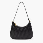 Woven Tote Bag with Zip Closure – Elegant Vegan Leather Shoulder Handbag - in Black | Arvea Bags