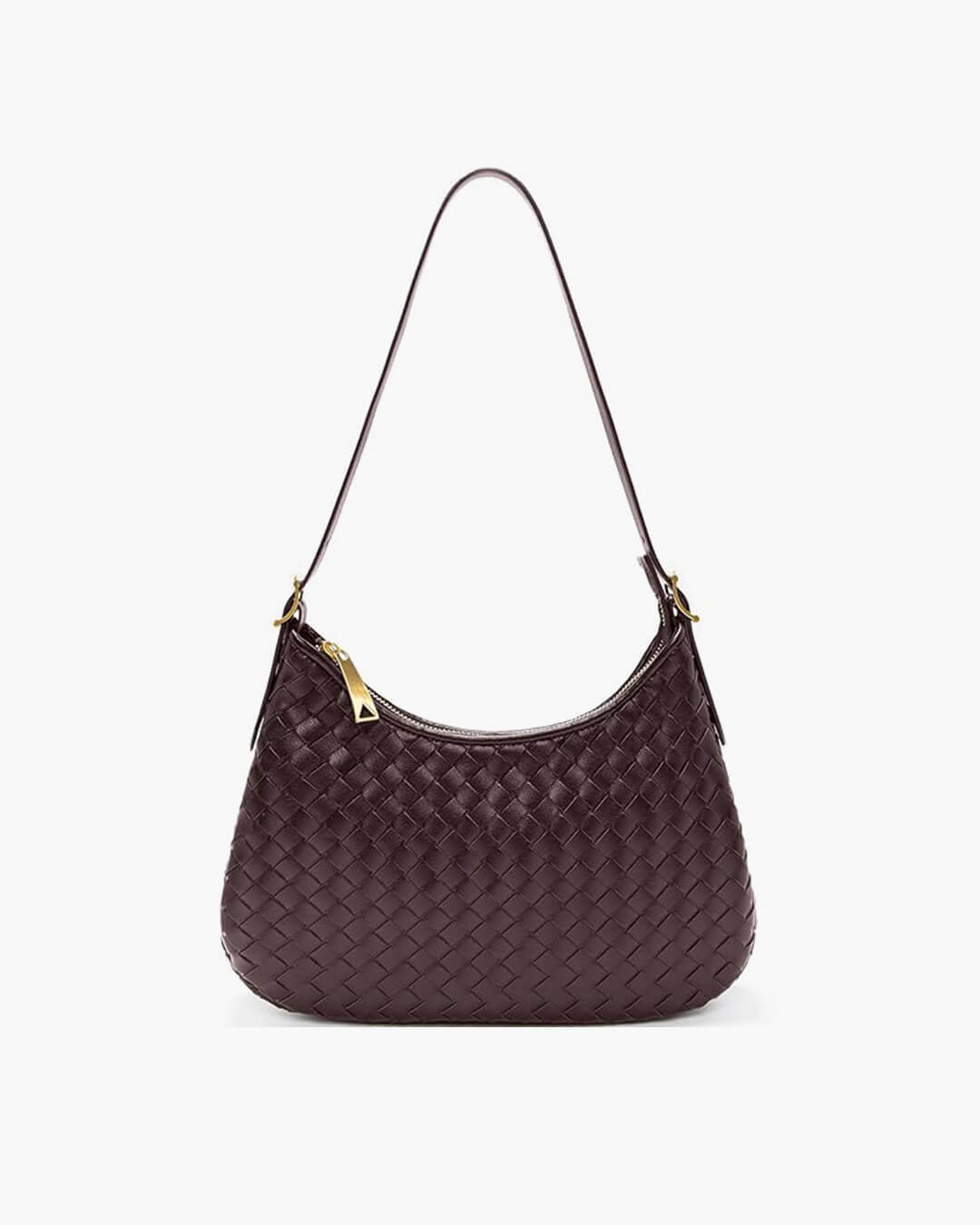 Woven Tote Bag with Zip Closure – Elegant Vegan Leather Shoulder Handbag - in Brown | Arvea Bags
