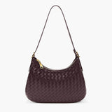 Woven Tote Bag with Zip Closure – Elegant Vegan Leather Shoulder Handbag - in Brown | Arvea Bags
