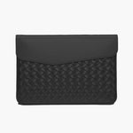 Woven Vegan Leather Laptop Bag – Elegant Work Tote with Detachable Strap - in Black | Arvea Bags