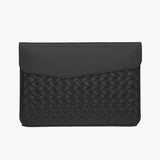 Woven Vegan Leather Laptop Bag – Elegant Work Tote with Detachable Strap - in Black | Arvea Bags