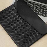 Woven Vegan Leather Laptop Bag – Elegant Work Tote with Detachable Strap - in Gold | Arvea Bags