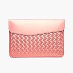 Woven Vegan Leather Laptop Bag – Elegant Work Tote with Detachable Strap - in Pink | Arvea Bags
