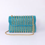 Xandelle | Turquoise Crystal Embellished Shoulder Bag – Vibrant Glamour - in Baby blue | Arvea Bags