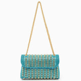 Xandelle | Turquoise Crystal Embellished Shoulder Bag – Vibrant Glamour - in Baby blue | Arvea Bags