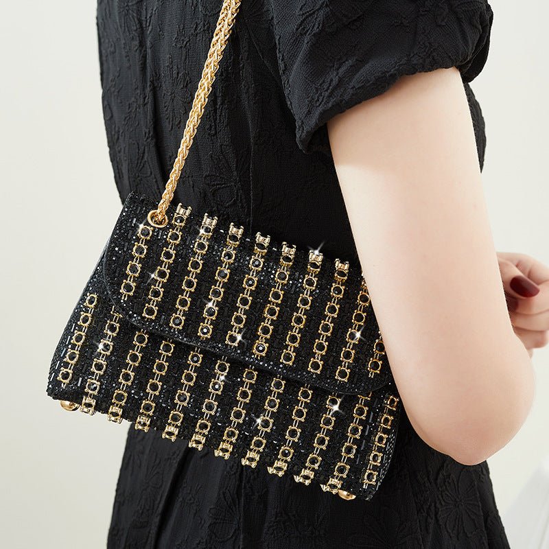 Xandelle | Turquoise Crystal Embellished Shoulder Bag – Vibrant Glamour - in Black | Arvea Bags