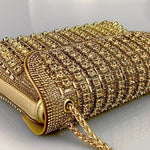 Xandelle | Turquoise Crystal Embellished Shoulder Bag – Vibrant Glamour - in Gold | Arvea Bags