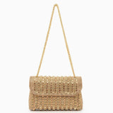 Xandelle | Turquoise Crystal Embellished Shoulder Bag – Vibrant Glamour - in Gold | Arvea Bags