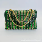 Xandelle | Turquoise Crystal Embellished Shoulder Bag – Vibrant Glamour - in Green | Arvea Bags