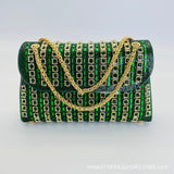 Xandelle | Turquoise Crystal Embellished Shoulder Bag – Vibrant Glamour - in Green | Arvea Bags