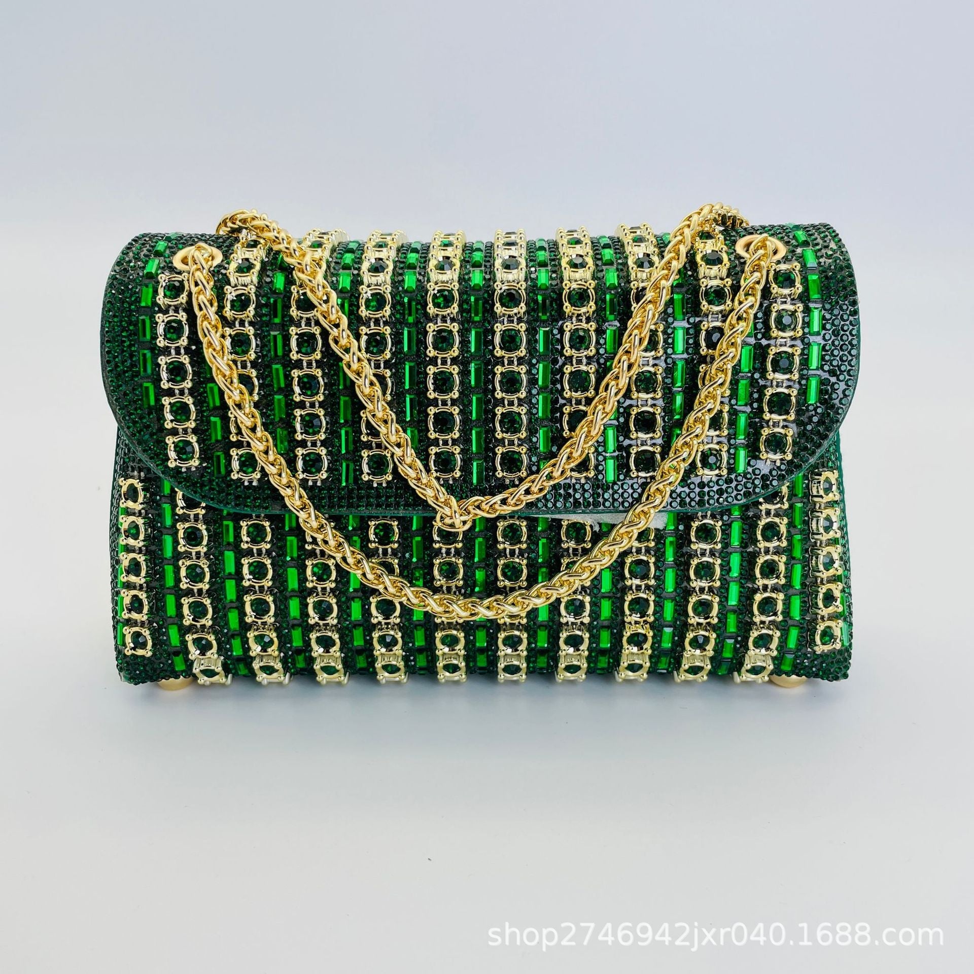 Xandelle | Turquoise Crystal Embellished Shoulder Bag – Vibrant Glamour - in Green | Arvea Bags