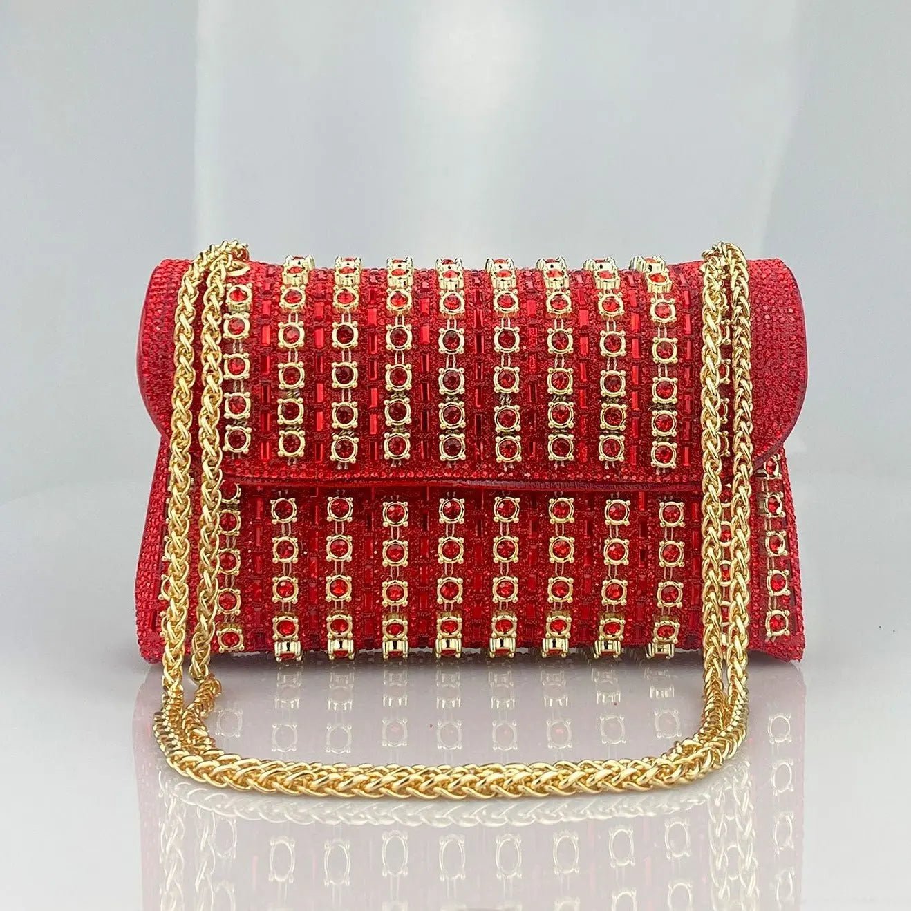 Xandelle | Turquoise Crystal Embellished Shoulder Bag – Vibrant Glamour - in Red | Arvea Bags