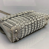 Xandelle | Turquoise Crystal Embellished Shoulder Bag – Vibrant Glamour - in Silver | Arvea Bags