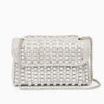 Xandelle | Turquoise Crystal Embellished Shoulder Bag – Vibrant Glamour - in Silver | Arvea Bags
