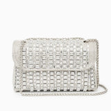 Xandelle | Turquoise Crystal Embellished Shoulder Bag – Vibrant Glamour - in Silver | Arvea Bags