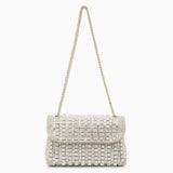 Xandelle | Turquoise Crystal Embellished Shoulder Bag – Vibrant Glamour - in Silver | Arvea Bags