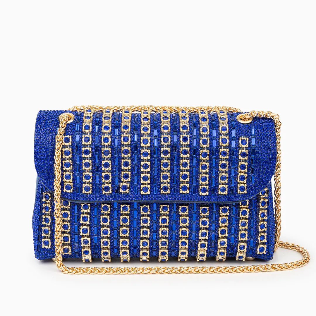 Xandelle | Turquoise Crystal Embellished Shoulder Bag – Vibrant Glamour - in Teal | Arvea Bags