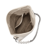 Xelara | Pearl & Chain Accent Foldover Shoulder Bag – Minimalist Elegance - in Black | Arvea Bags