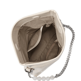 Xelara | Pearl & Chain Accent Foldover Shoulder Bag – Minimalist Elegance - in Black | Arvea Bags