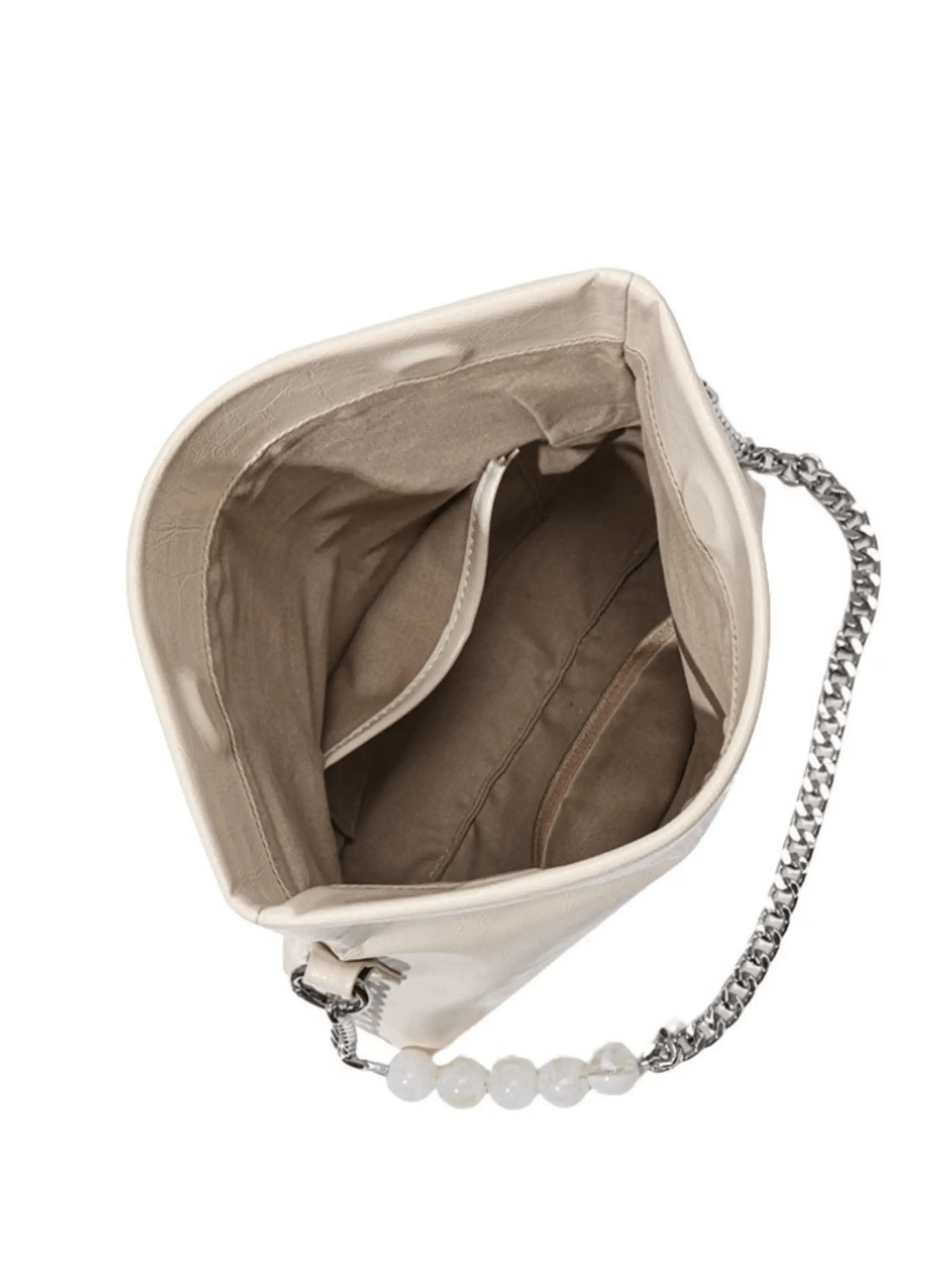 Xelara | Pearl & Chain Accent Foldover Shoulder Bag – Minimalist Elegance - in Black | Arvea Bags