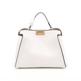 Xylora | White Structured Leather Tote – Elegant & Timeless - in Light Beige | Arvea Bags
