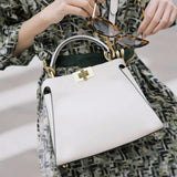 Xylora | White Structured Leather Tote – Elegant & Timeless - in Light Beige | Arvea Bags