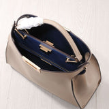 Xylora | White Structured Leather Tote – Elegant & Timeless - in Light Beige | Arvea Bags
