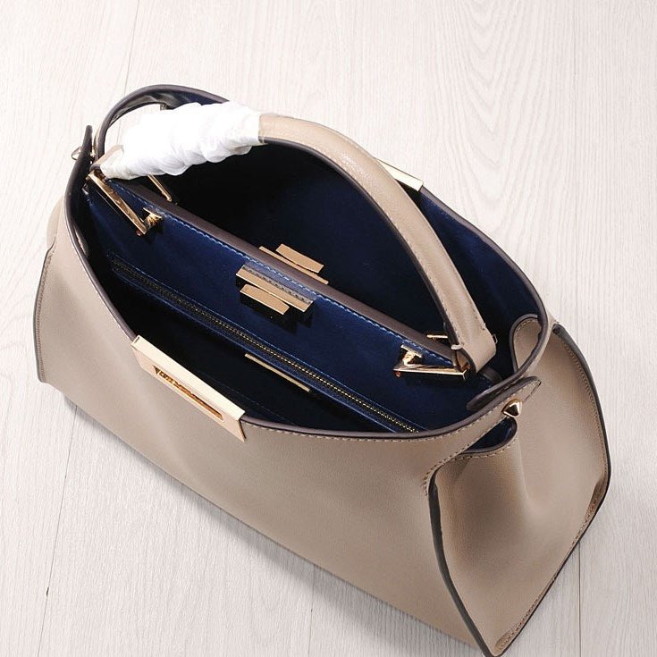 Xylora | White Structured Leather Tote – Elegant & Timeless - in Light Beige | Arvea Bags
