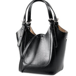 Ylani | Chic Black Leather Bucket Bag - in Black | Arvea Bags