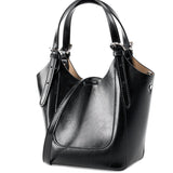 Ylani | Chic Black Leather Bucket Bag - in Black | Arvea Bags