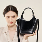 Ylani | Chic Black Leather Bucket Bag - in Black | Arvea Bags