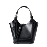 Ylani | Chic Black Leather Bucket Bag - in Black | Arvea Bags