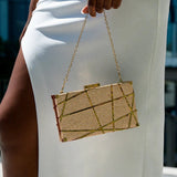 Zara | Gold Geometric Metallic Evening Clutch – Modern Chic - in | Arvea Bags