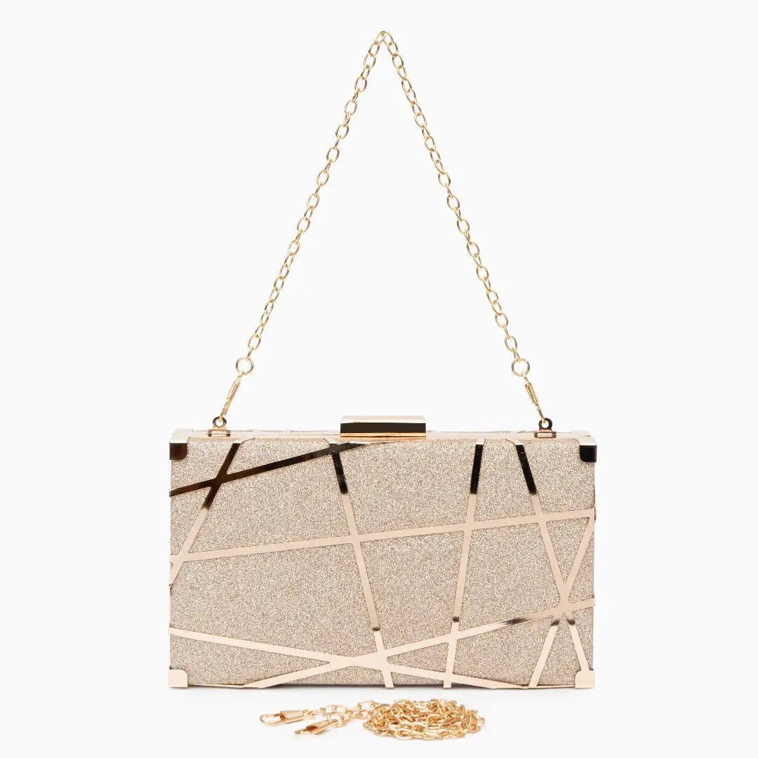 Zara | Gold Geometric Metallic Evening Clutch – Modern Chic - in | Arvea Bags