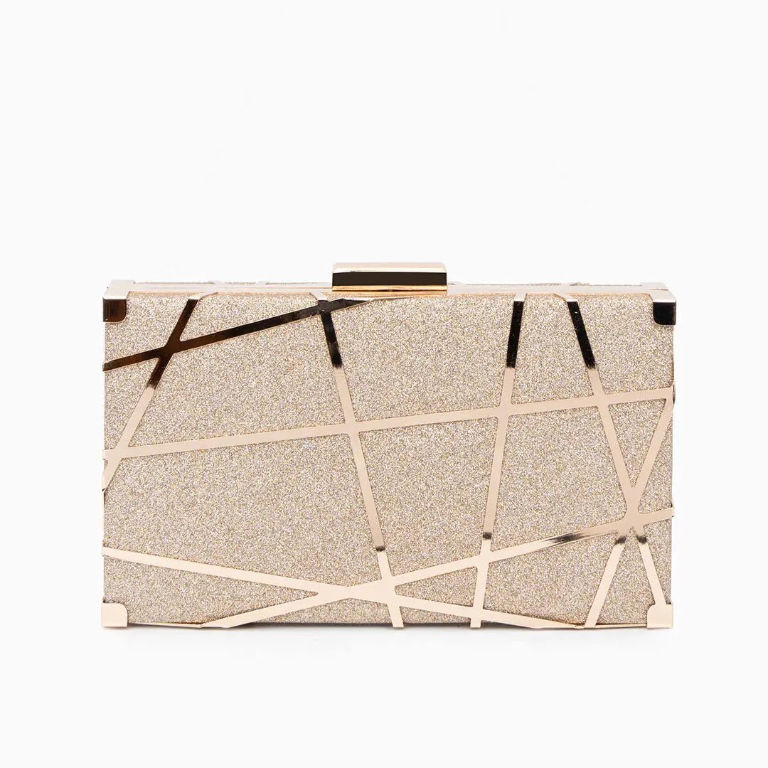Zara | Gold Geometric Metallic Evening Clutch – Modern Chic - in | Arvea Bags