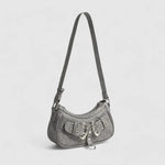 Zara | Grey Buckle Accent Shoulder Bag – Edgy & Chic - in Grey | Arvea Bags