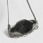 Zara | Grey Buckle Accent Shoulder Bag – Edgy & Chic - in Grey | Arvea Bags