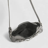 Zara | Grey Buckle Accent Shoulder Bag – Edgy & Chic - in Grey | Arvea Bags