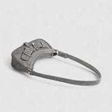 Zara | Grey Buckle Accent Shoulder Bag – Edgy & Chic - in Grey | Arvea Bags