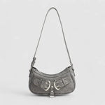 Zara | Grey Buckle Accent Shoulder Bag – Edgy & Chic - in Grey | Arvea Bags