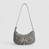 Zara | Grey Buckle Accent Shoulder Bag – Edgy & Chic - in Grey | Arvea Bags