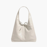 Zarevia | Luxe White Leather Knot Bag – Minimal & Elegant - in Black | Arvea Bags