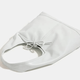 Zarevia | Luxe White Leather Knot Bag – Minimal & Elegant - in Black | Arvea Bags