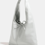 Zarevia | Luxe White Leather Knot Bag – Minimal & Elegant - in Black | Arvea Bags
