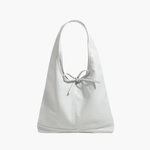 Zarevia | Luxe White Leather Knot Bag – Minimal & Elegant - in Light Beige | Arvea Bags