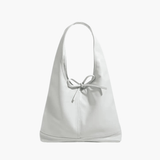 Zarevia | Luxe White Leather Knot Bag – Minimal & Elegant - in Light Beige | Arvea Bags