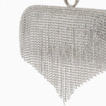 Zephyra | Glamorous Crystal Fringe Clutch – Dazzling & Elegant Statement Piece - in Silver | Arvea Bags