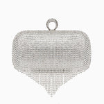 Zephyra | Glamorous Crystal Fringe Clutch – Dazzling & Elegant Statement Piece - in Silver | Arvea Bags